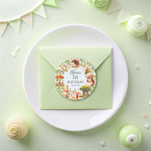 Wilde dieren Schattige magisch bos Ronde Sticker