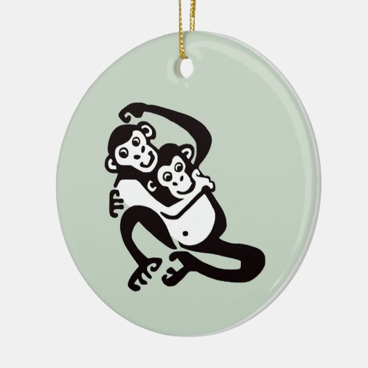 Wilde dieren - Schattigee BONOBO - Chimpansee - Na Keramisch Ornament (Links)