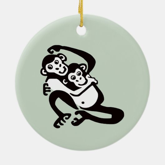 Wilde dieren - Schattigee BONOBO - Chimpansee - Na Keramisch Ornament (Achterkant)