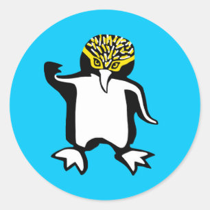 Wilde dieren - Schattigee Pinguïn - Natuur - Blauw Ronde Sticker