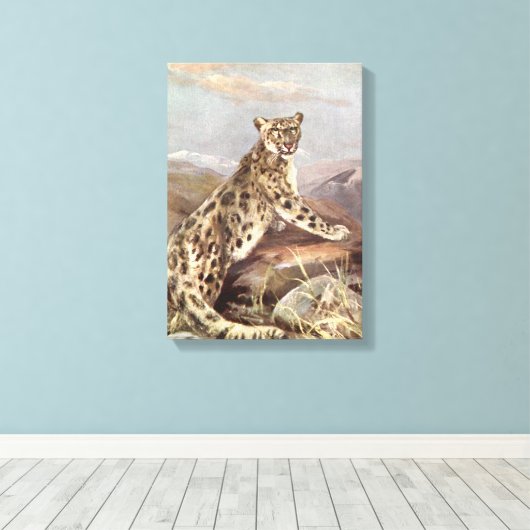 wilde dieren, sneeuwluipaard van CE Swan Canvas Afdruk (Insitu (Houten vloer))