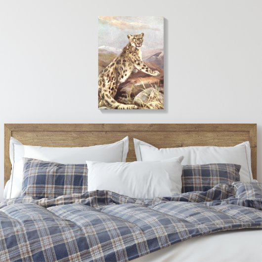 wilde dieren, sneeuwluipaard van CE Swan Canvas Afdruk (Insitu (Slaapkamer))