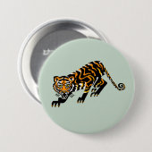 Wilde dieren - TIJGER - Wild catGreen Ronde Button 7,6 Cm (Voorkant /achterkant)