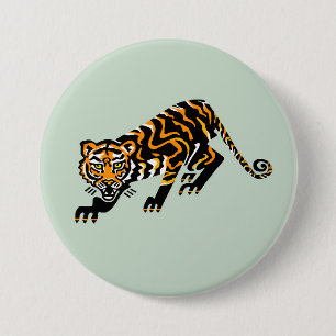 Wilde dieren - TIJGER - Wild catGreen Ronde Button 7,6 Cm
