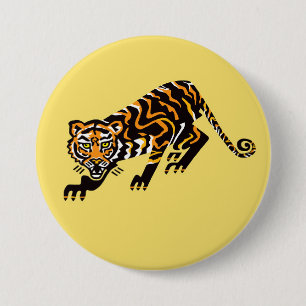 Wilde dieren - TIJGER - Wildlife - Geel Ronde Button 7,6 Cm