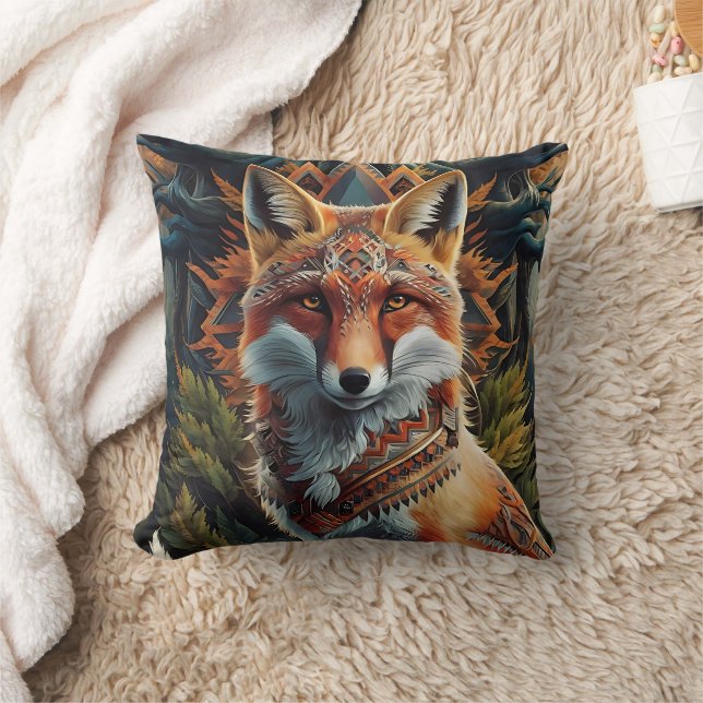 Wilde dieren Tribal Fox Kussen (Deken)