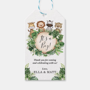 Wilde Dieren Tropisch Oerwoud Groen Baby shower Cadeaulabel