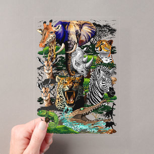 Wilde Dieren uit de Afrikaanse Savanne Acryl Uitnodigingen
