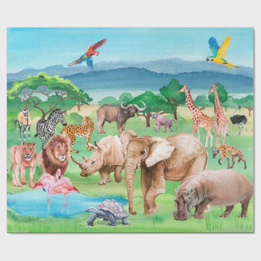 Wilde dieren van Afrika op de achtergrond van de s Cadeaupapier (Vlak)