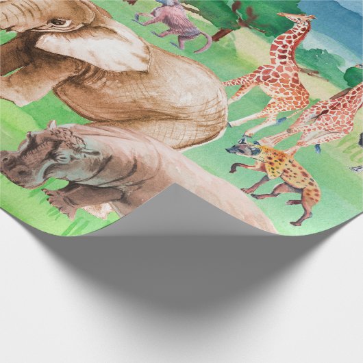 Wilde dieren van Afrika op de achtergrond van de s Cadeaupapier (Hoek)