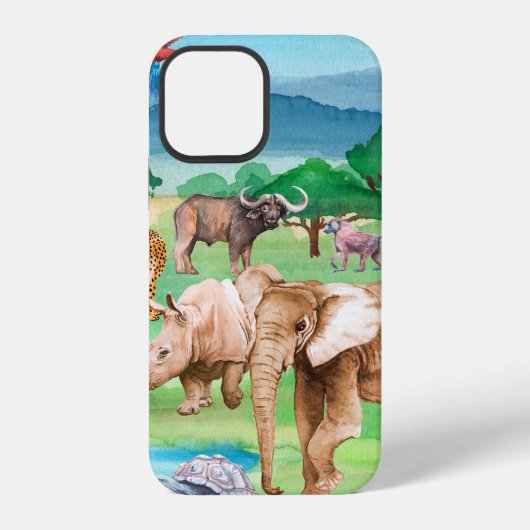 Wilde dieren van Afrika op de achtergrond van de s iPhone Hoesje (Achterkant)