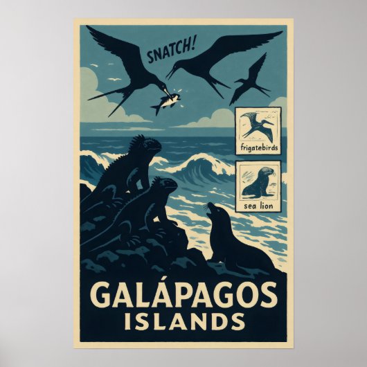 wilde dieren van de Galápagos-eilanden Poster (Voorkant)