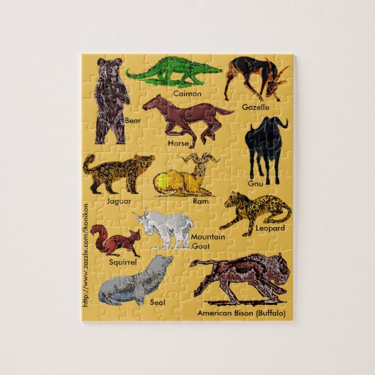 Wilde dieren van de Wereldpuzzel Legpuzzel (Verticaal)