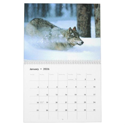 Wilde dieren van geelsteen kalender (Jan 2026)