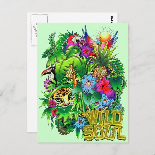 Wilde Dieren verborgen in Surreal Oerwoud Briefkaart (Voorkant / Achterkant)