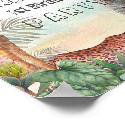 Wilde dieren Verjaardagsfeestje Welkomstdeurbord Poster (Hoek)