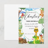 Wilde Dieren Verjaardagsuitnodiging voor Kind Kaart (Voorkant / Achterkant)