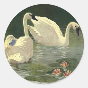 wilde dieren, Victoriaans witte zwanen Ronde Sticker