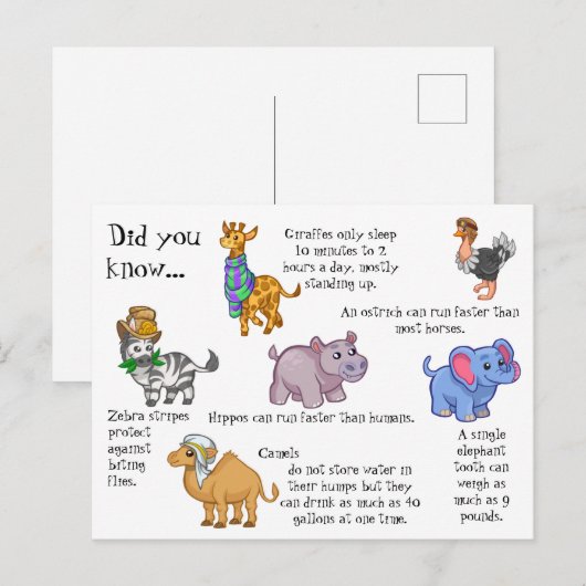 Wilde dieren vun feiten briefkaart (Voorkant / Achterkant)