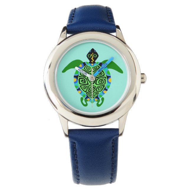 Wilde dieren - Zee SCHILDPAD - Natuur - Aqua - Horloge (Voorkant)