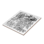 Wilde Dieren Zwart en Wit Handgetekende Kunst Tegeltje (Zijkant)