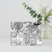 Wilde dieren Zwart en wit illustratie Briefkaart (Staand voorkant)