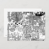 Wilde dieren Zwart en wit illustratie Briefkaart (Voorkant / Achterkant)