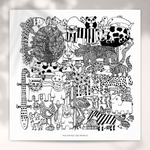 Wilde dieren Zwart-wittekende kunst afdrukken Poster