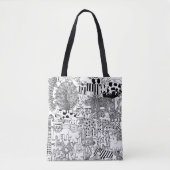 Wilde dieren Zwarte en Witte handtekeningen Kunst Tote Bag (Voorkant)
