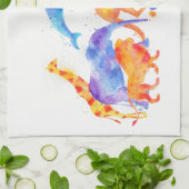 Wilde Dierengroep Kleurrijke Waterverf Theedoek (Gevouwen)