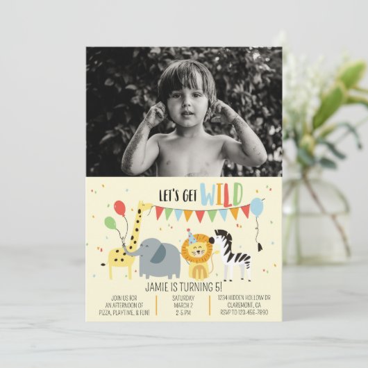 Wilde dierentuin van de partij kaart (Staand voorkant)