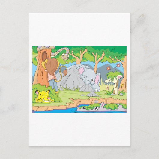 Wilde Dierenvrienden Verbergen en zoeken Briefkaart (Voorkant)