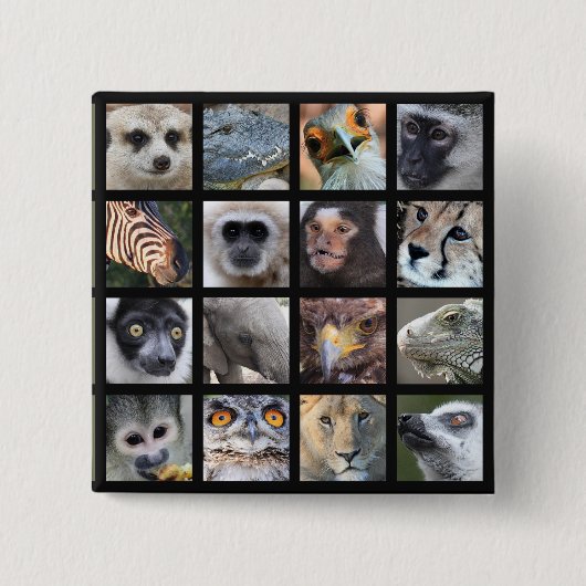 Wilde diergezichten — zoogdieren, reptielen, vogel vierkante button 5,1 cm (Voorkant)