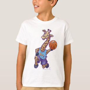Wilde dierlijke Giraffe Basketball Star T-shirt