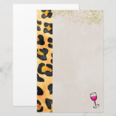 Wilde dierpatronen en wijn briefpapier (Voorkant / Achterkant)