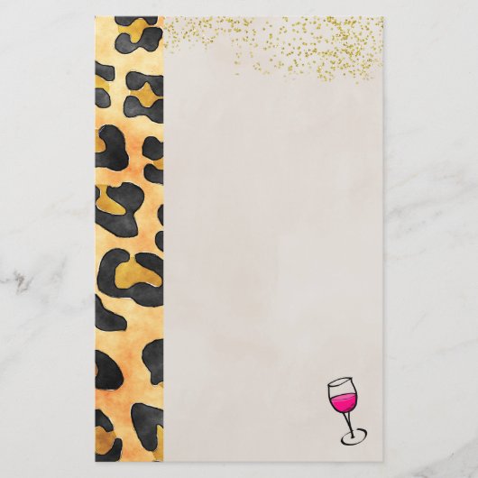 Wilde dierpatronen en wijn briefpapier (Voorkant)