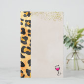 Wilde dierpatronen en wijn briefpapier (Staand voorkant)