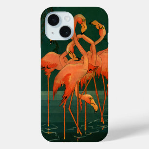  wilde diervogels, tropische roze vlamingos iPhone 15 case