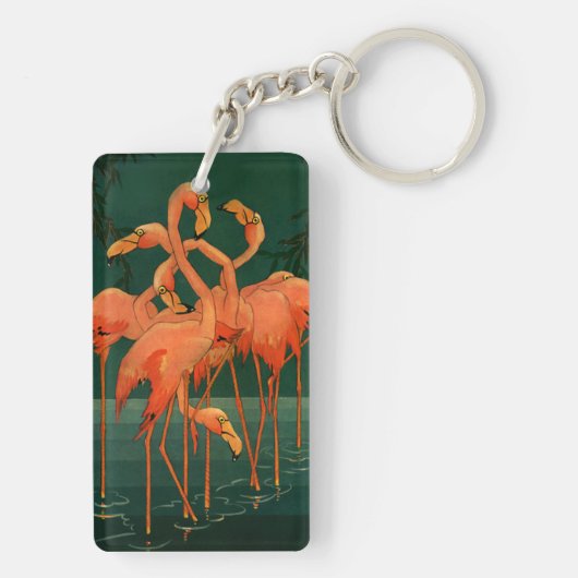  wilde diervogels, tropische roze vlamingos sleutelhanger (achterkant)