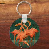 wilde diervogels, tropische roze vlamingos sleutelhanger (Voorkant)