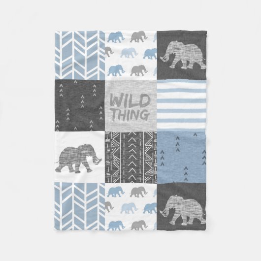 Wilde ding - Blauwe olifant Fleece Deken (Voorkant)