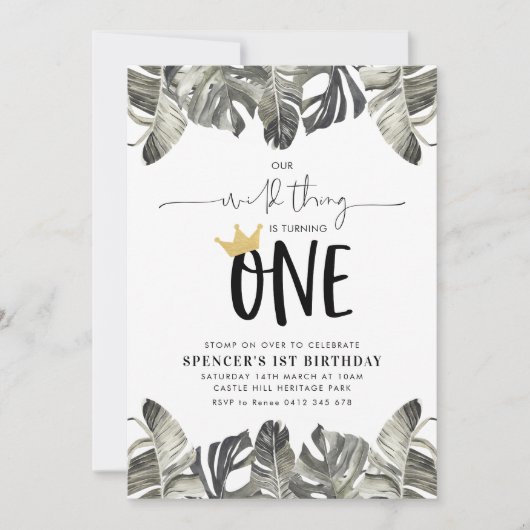 Wilde Ding Boys 1e verjaardag Wilde Één Kaart (Voorkant)