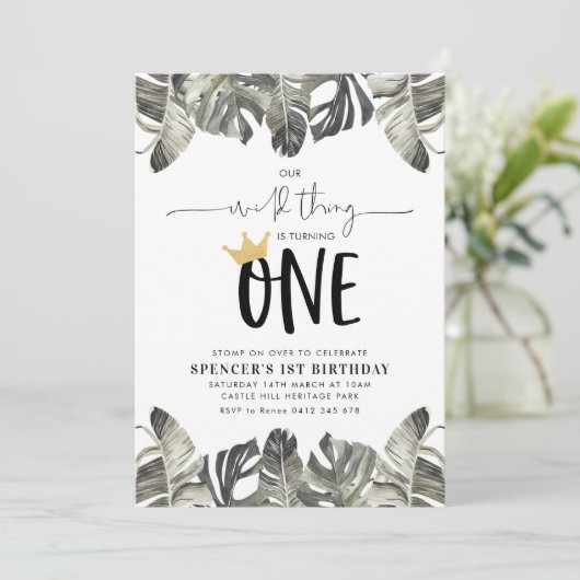 Wilde Ding Boys 1e verjaardag Wilde Één Kaart (Staand voorkant)