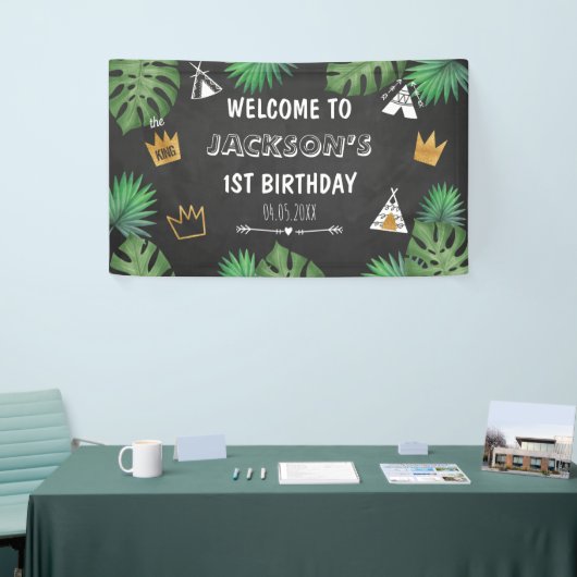 Wilde Ding Glitter ONE Birthday Boy Backdrop Spandoek (Beurs)