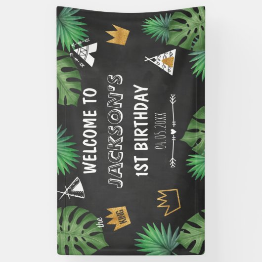 Wilde Ding Glitter ONE Birthday Boy Backdrop Spandoek (Verticaal)