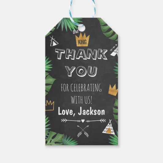 Wilde Ding Glitter ONE Birthday Boy Chalkboard Cadeaulabel (Voorkant)