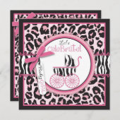 Wilde Ding Invitation Square Roze Kaart (Voorkant / Achterkant)