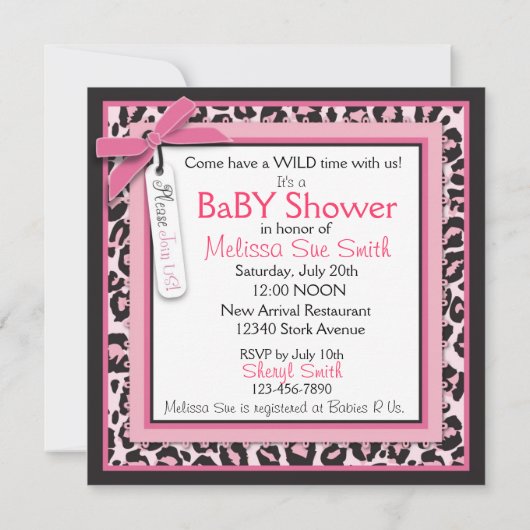 Wilde Ding Invitation Square Roze Kaart (Achterkant)