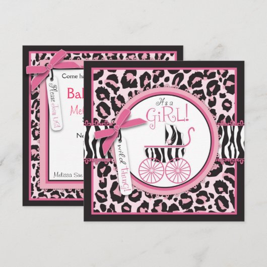 Wilde Ding Uitnodiging Rare Roze B (Voorkant / Achterkant)