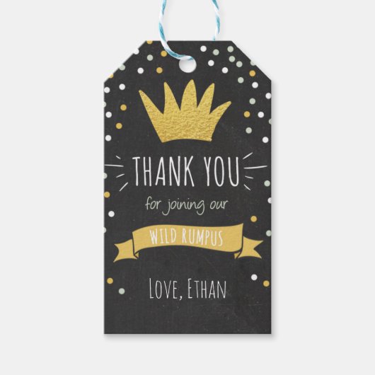 Wilde dingen bedanken jullie label Crown Boy Cadeaulabel (Voorkant)